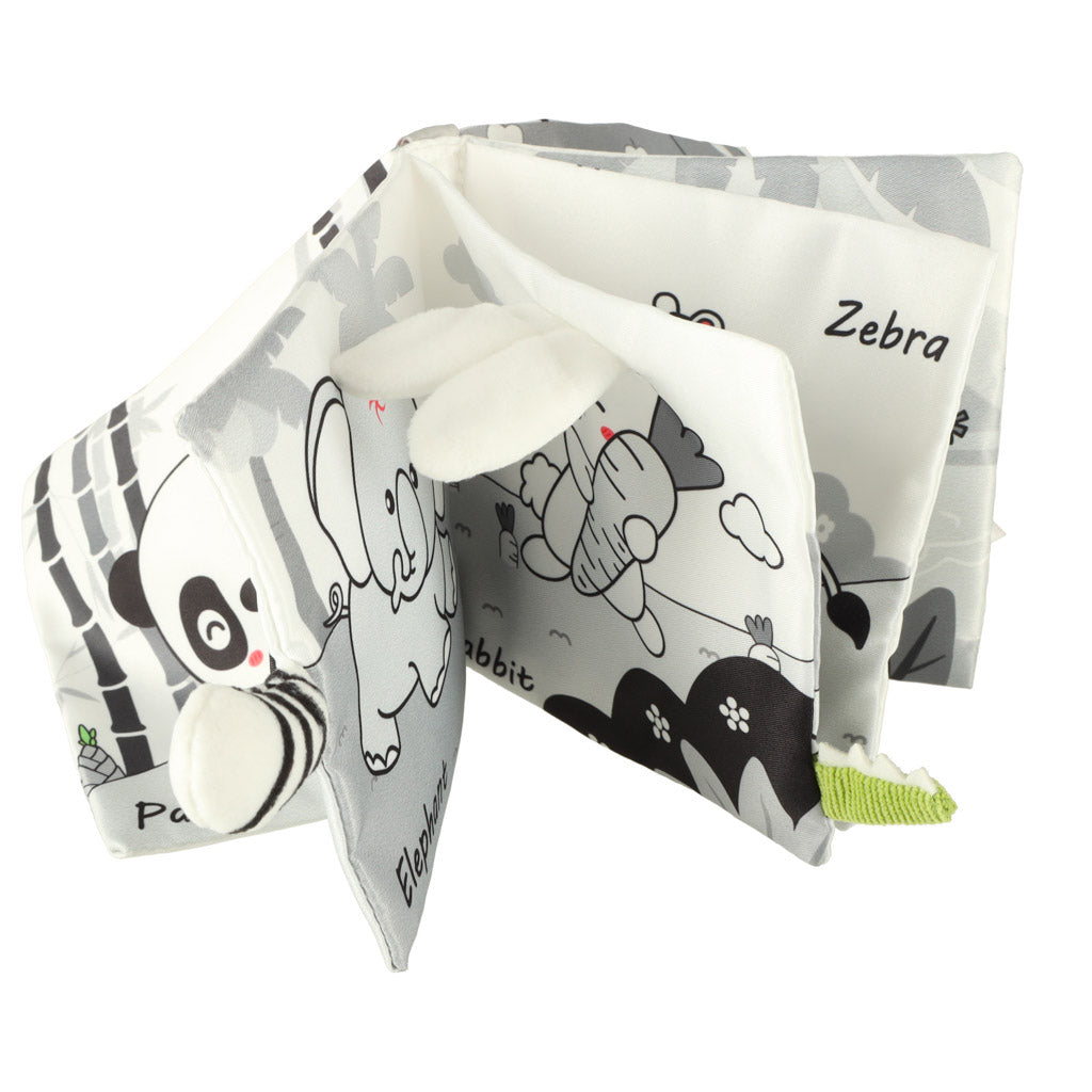 Minkšta sensorinė knygelė su gyvūnų uodegomis „Pelėda“