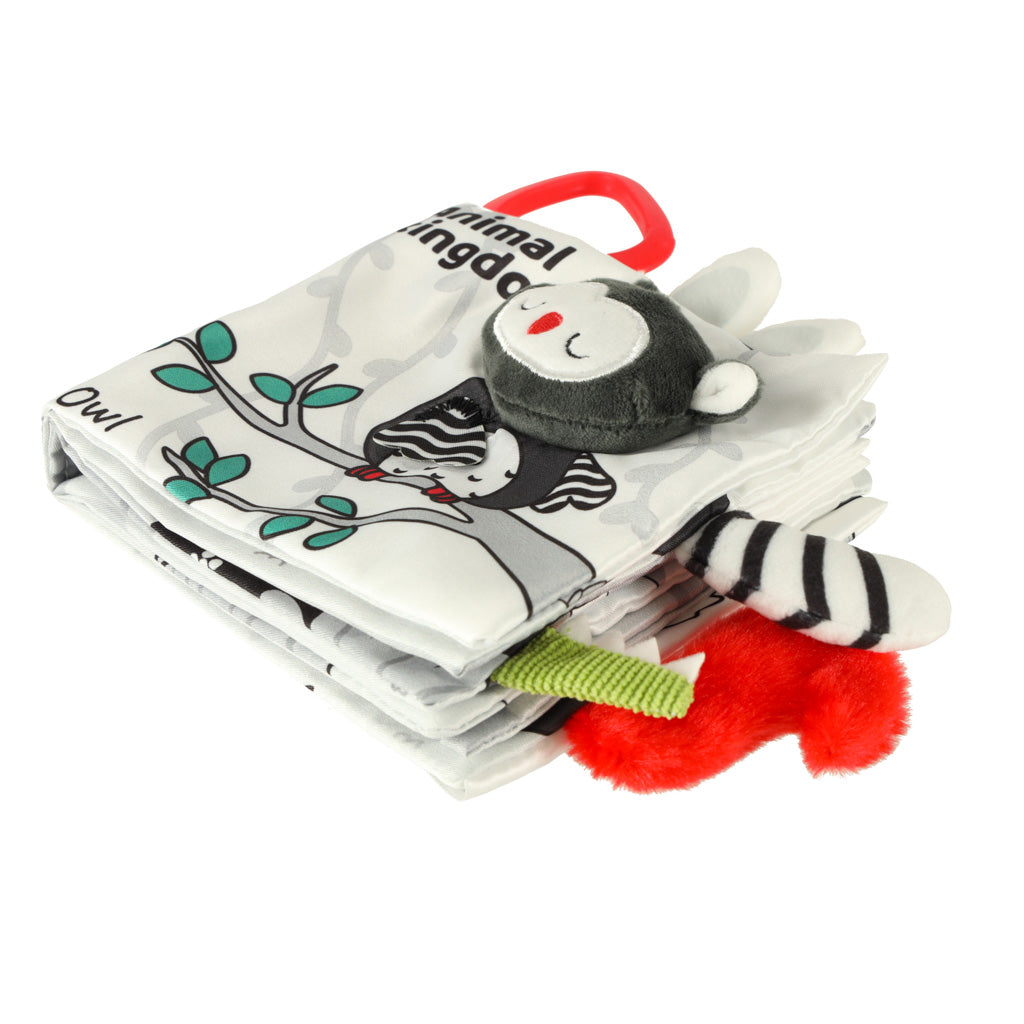Minkšta sensorinė knygelė su gyvūnų uodegomis „Pelėda“