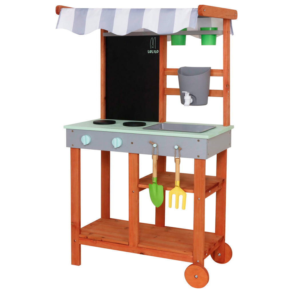 Lulilo Sableto medinė lauko purvo virtuvėlė vaikams su priedais, 110,5 cm