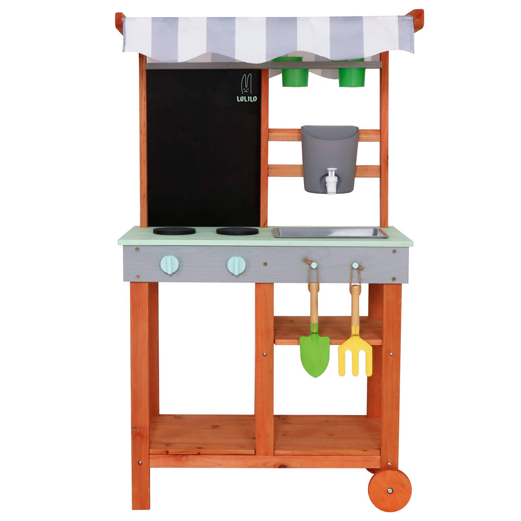 Lulilo Sableto medinė lauko purvo virtuvėlė vaikams su priedais, 110,5 cm