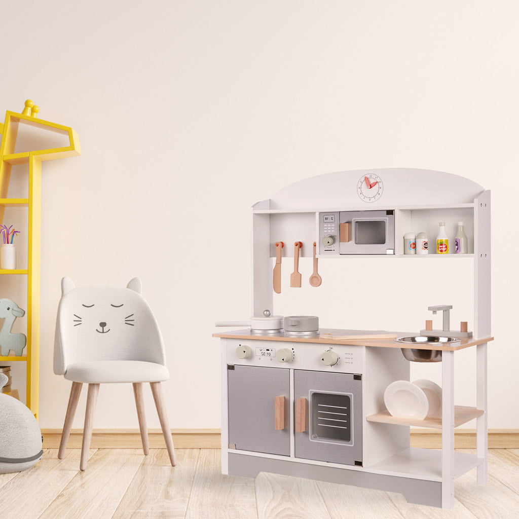 Medinė MDF vaikiška virtuvėlė MODERN CLASSIC su priedais, 82 cm