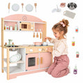 Medinė vaikiška virtuvėlė MODERN CLASSIC su priedais, rožinė, 82 cm