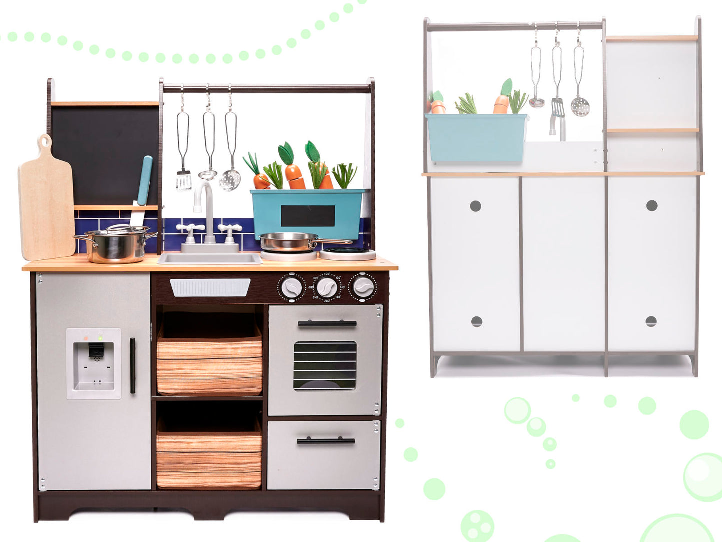 Didelė medinė MDF virtuvėlė vaikams su priedais, LOFT serija, XXL, 96 cm – vaizdas 7