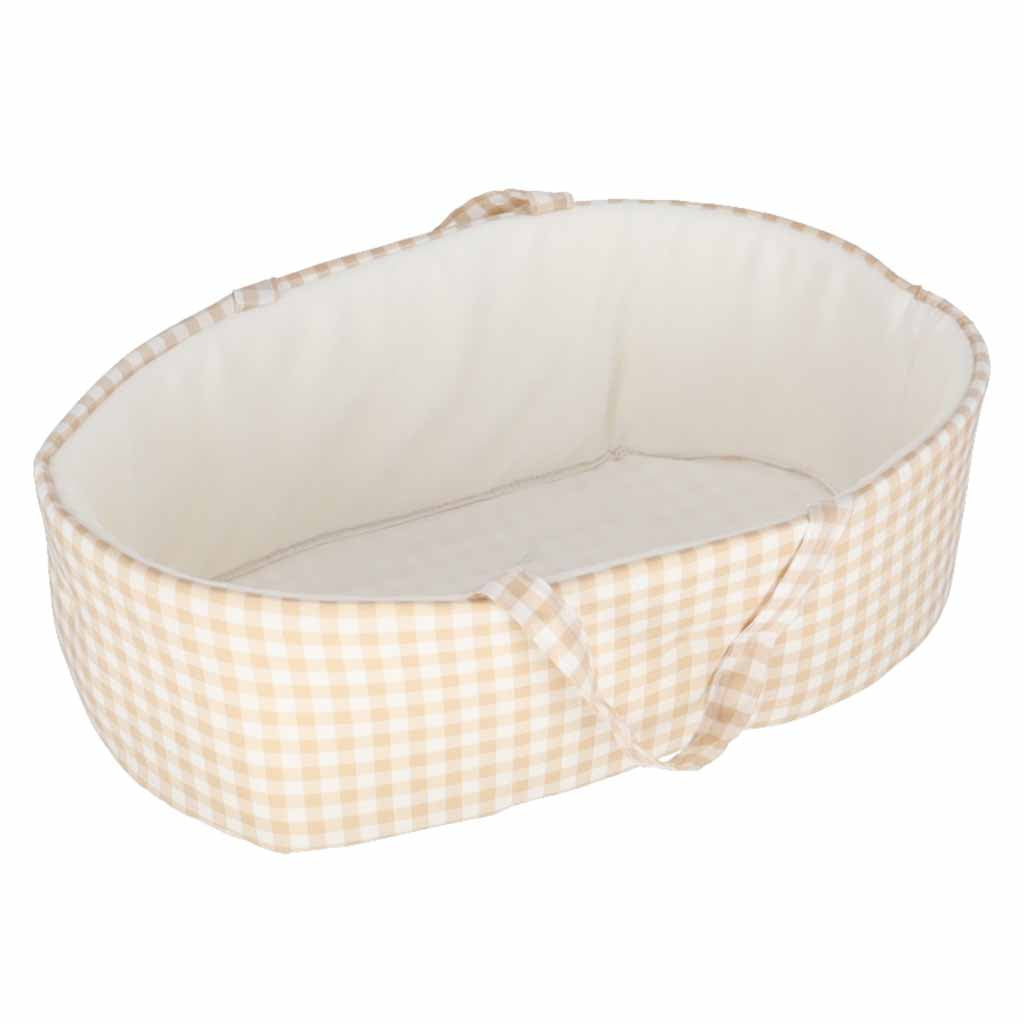 Lėlė kūdikis su nešiojimo krepšiu, čiulptuku ir pliušiniu triušiu, 38 cm, smėlio