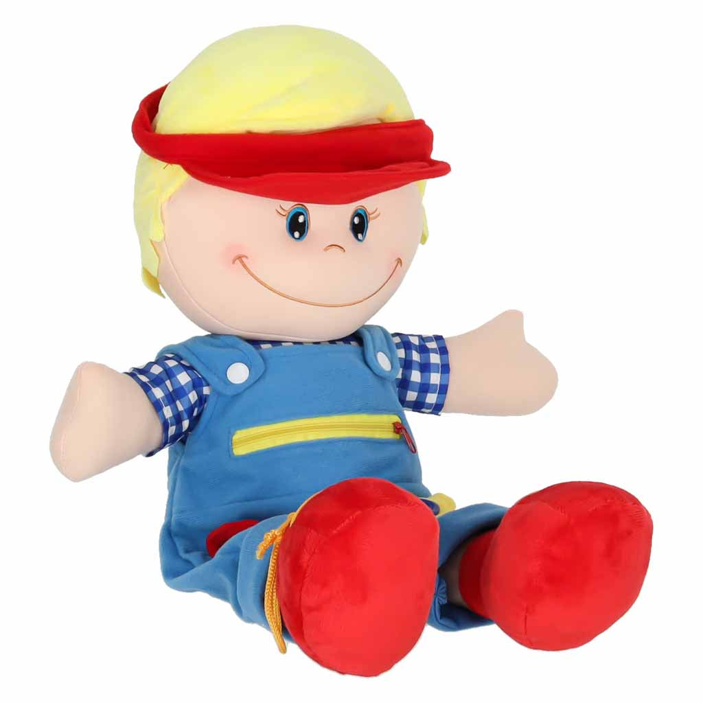 Medžiaginis berniukas mokymuisi rengtis, lavinamasis žaislas 48 cm