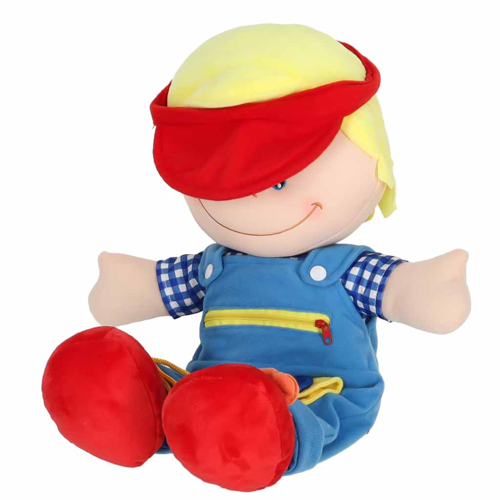 Medžiaginis berniukas mokymuisi rengtis, lavinamasis žaislas 48 cm
