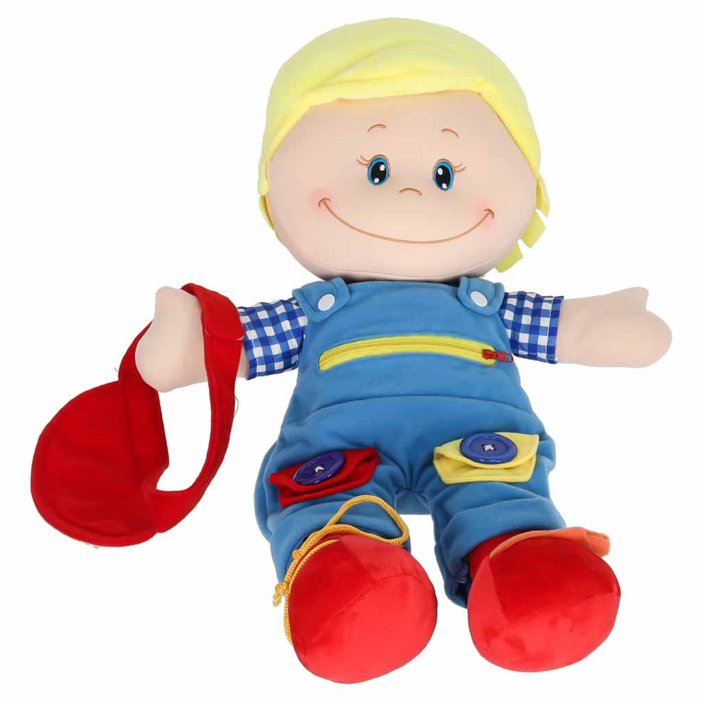Medžiaginis berniukas mokymuisi rengtis, lavinamasis žaislas 48 cm