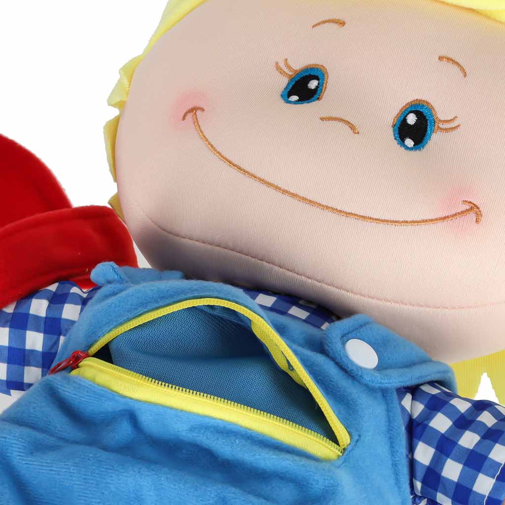 Medžiaginis berniukas mokymuisi rengtis, lavinamasis žaislas 48 cm