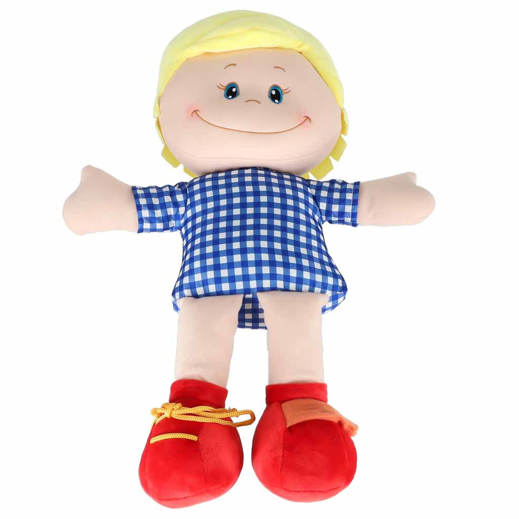 Medžiaginis berniukas mokymuisi rengtis, lavinamasis žaislas 48 cm