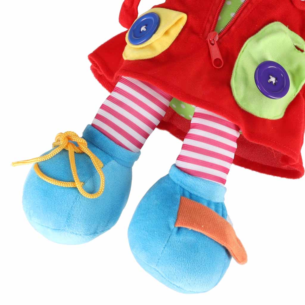 Medžiaginė lėlė mergaitė mokymuisi rengtis, lavinamasis žaislas 46 cm