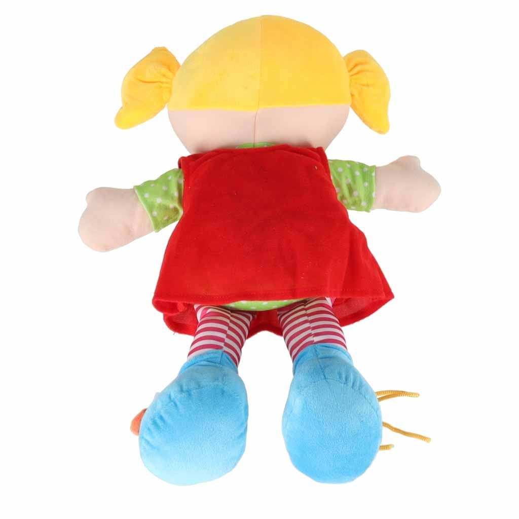 Medžiaginė lėlė mergaitė mokymuisi rengtis, lavinamasis žaislas 46 cm