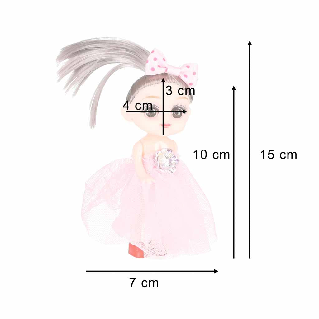Lėlytės lėlių namui, 4 vnt. rinkinys, 10 cm, spalvingomis suknelėmis