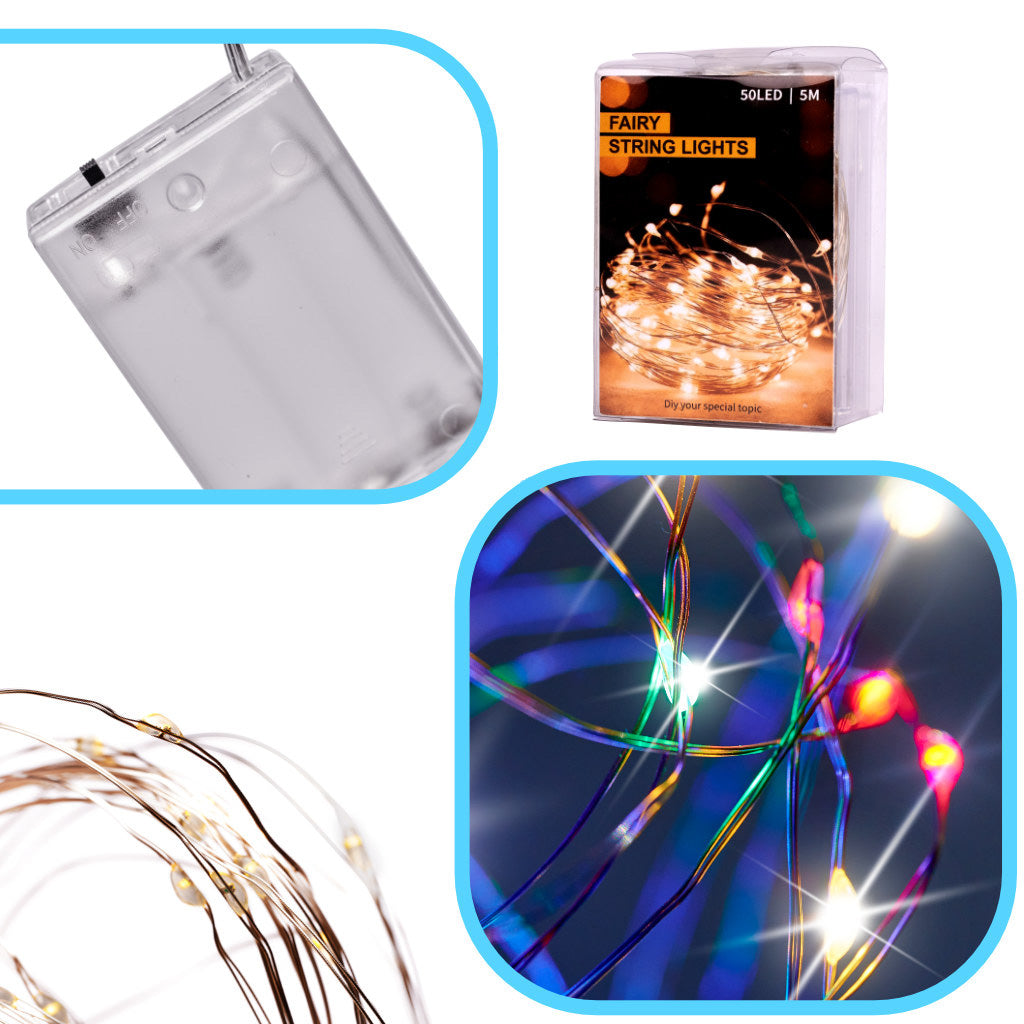 LED girlianda 5m 50LED, daugiaspalvis – vaizdas 3