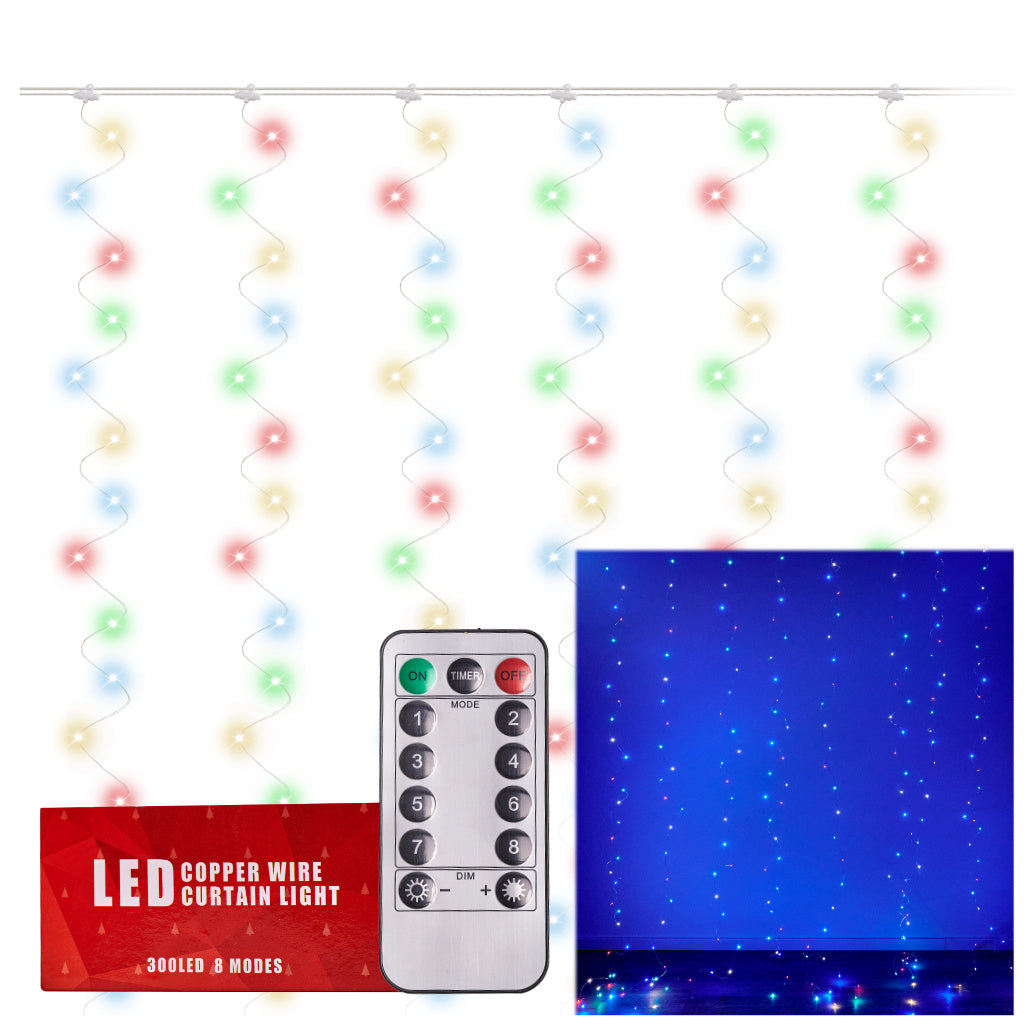 LED girlianda 3x3m 300LED multicolor