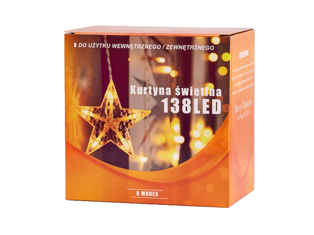 LED šviesos diodų užuolaidų girlianda žvaigždės 2,5 m 138LED įvairiaspalviai