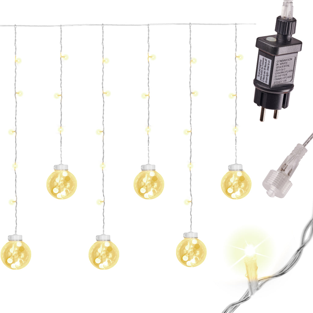 LED girlianda pakabinami rutuliai 3 m 108LED šilta balta