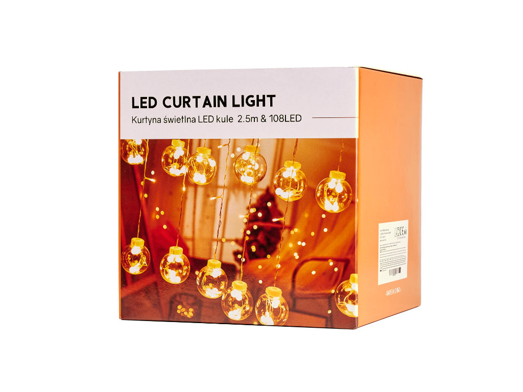 LED girlianda pakabinami rutuliai 3 m 108LED šilta balta