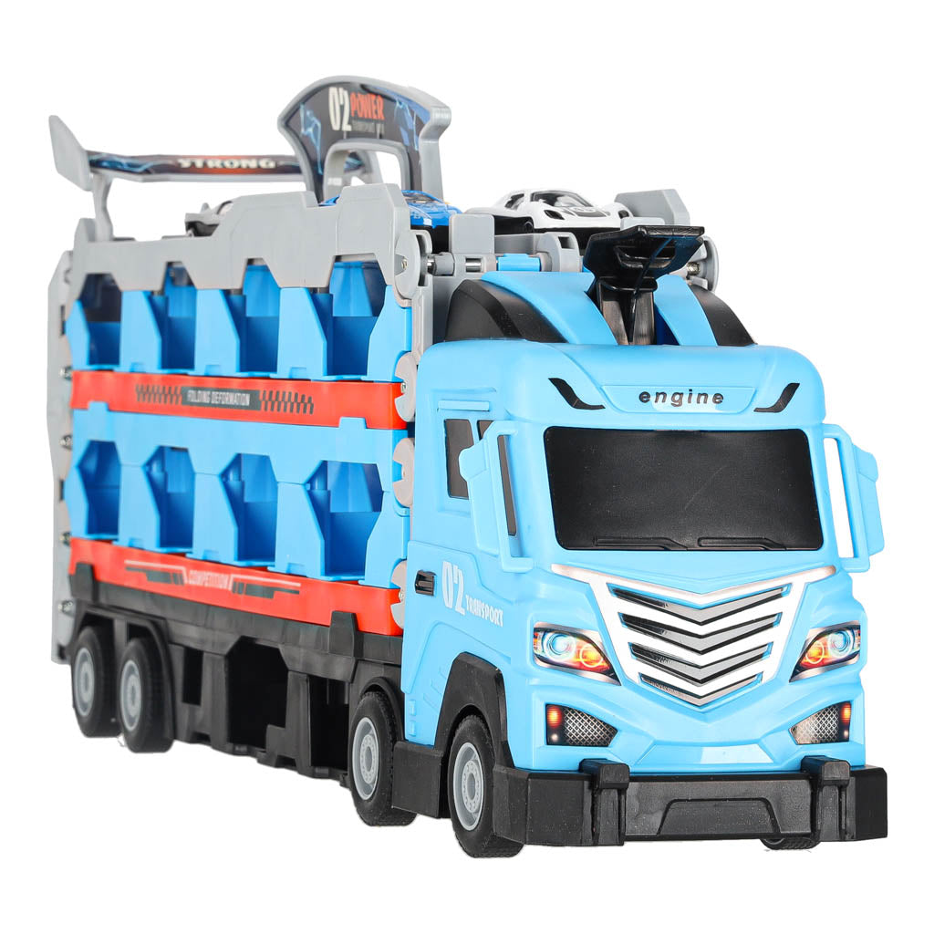 Sunkvežimis-traliukas su automobilių trasa, 210 cm, 8 automobiliai