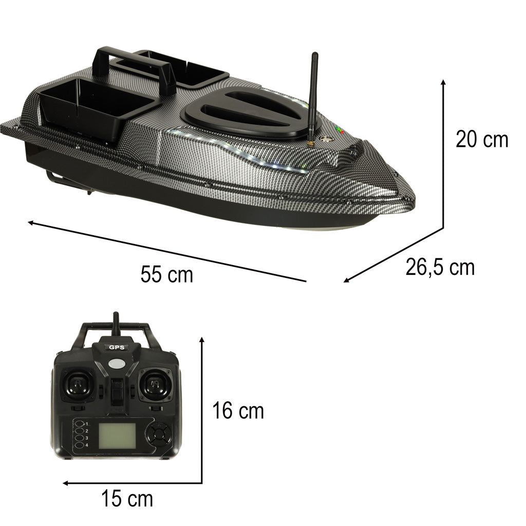 Nuotoliniu būdu valdomas jaukų laivelis Flytec V900 su GPS, 5,4 km/h, 1,5 kg