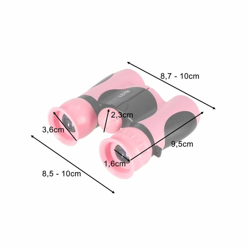 Vaikiškas žiūronas paukščiams stebėti 8x 21 mm su dėklu, rožinis