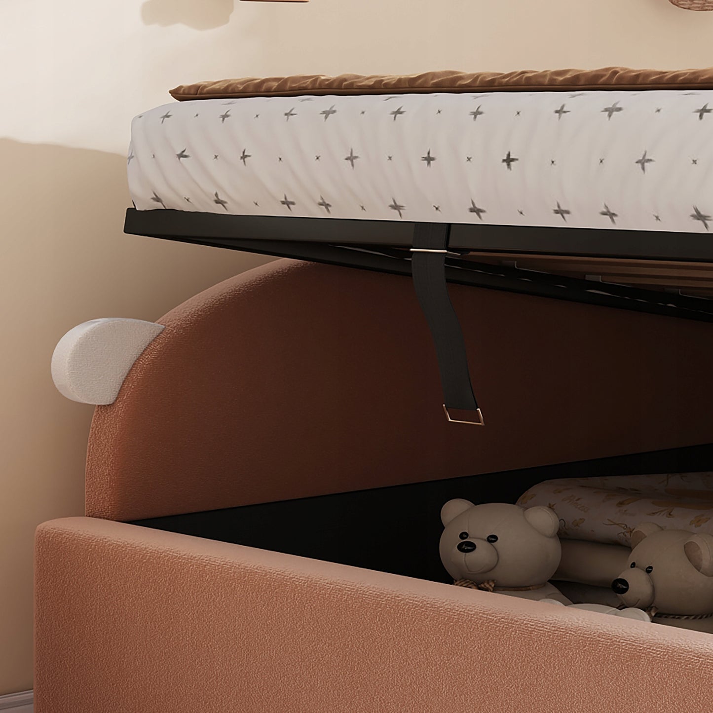 Vaikų lova zuikio formos 90x200 cm su hidrauliniu skydu – vaizdas 9