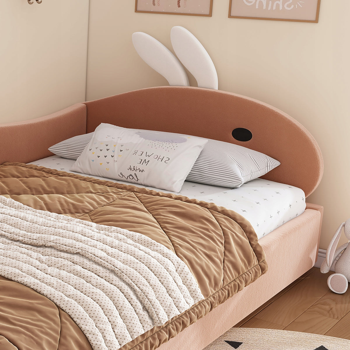Vaikų lova zuikio formos 90x200 cm su hidrauliniu skydu – vaizdas 2