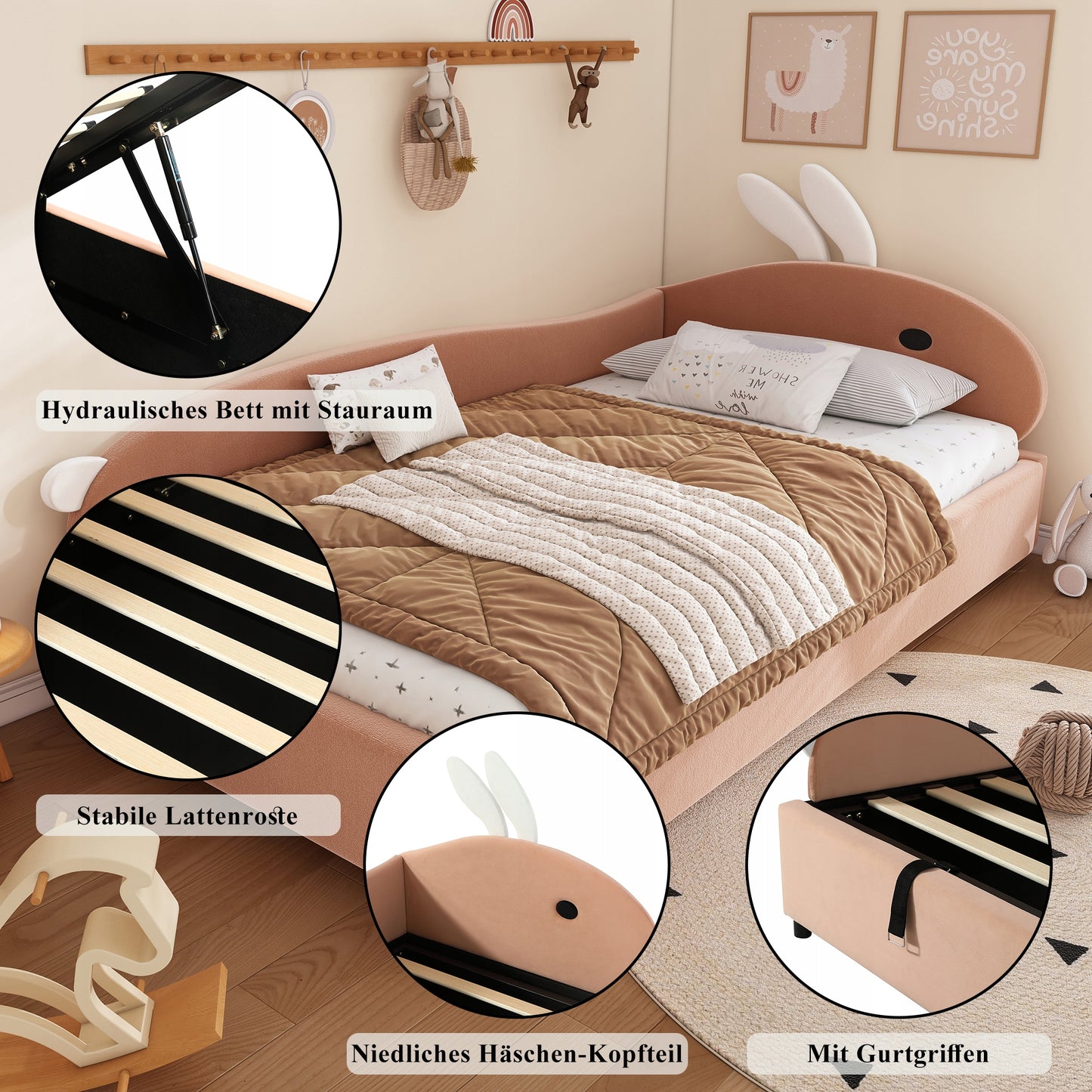 Vaikų lova zuikio formos 90x200 cm