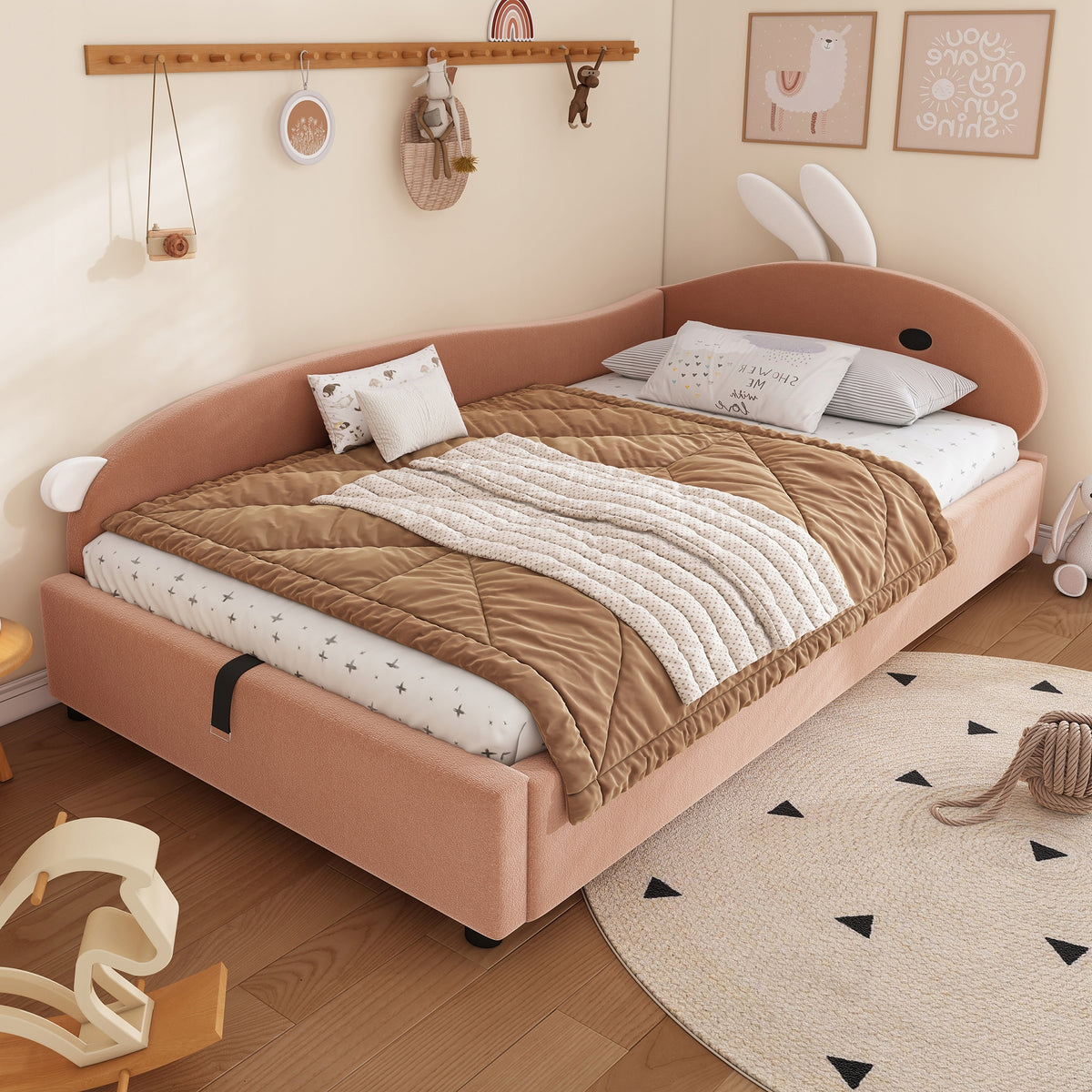 Vaikų lova zuikio formos 90x200 cm su hidrauliniu skydu – pagrindinis vaizdas