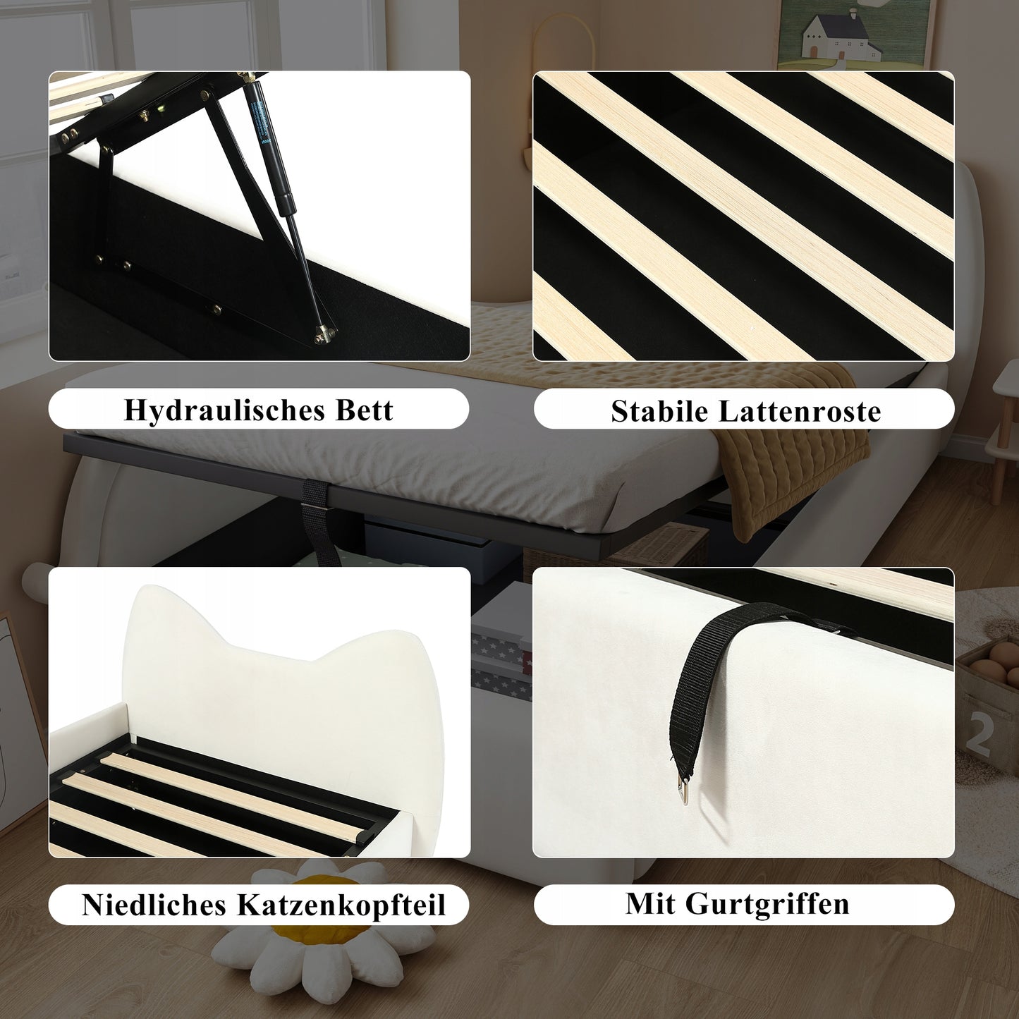 Vaikų lova kačiuko formos 90x200 cm