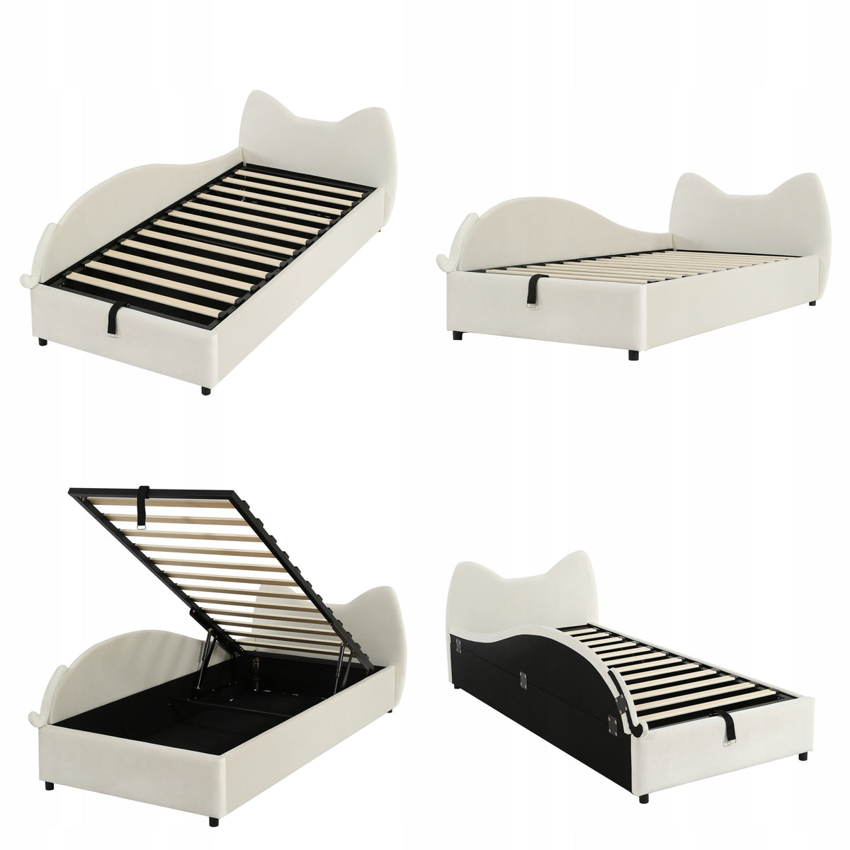 Vaikų lova kačiuko formos 90x200 cm su hidrauliniu skydu – vaizdas 5