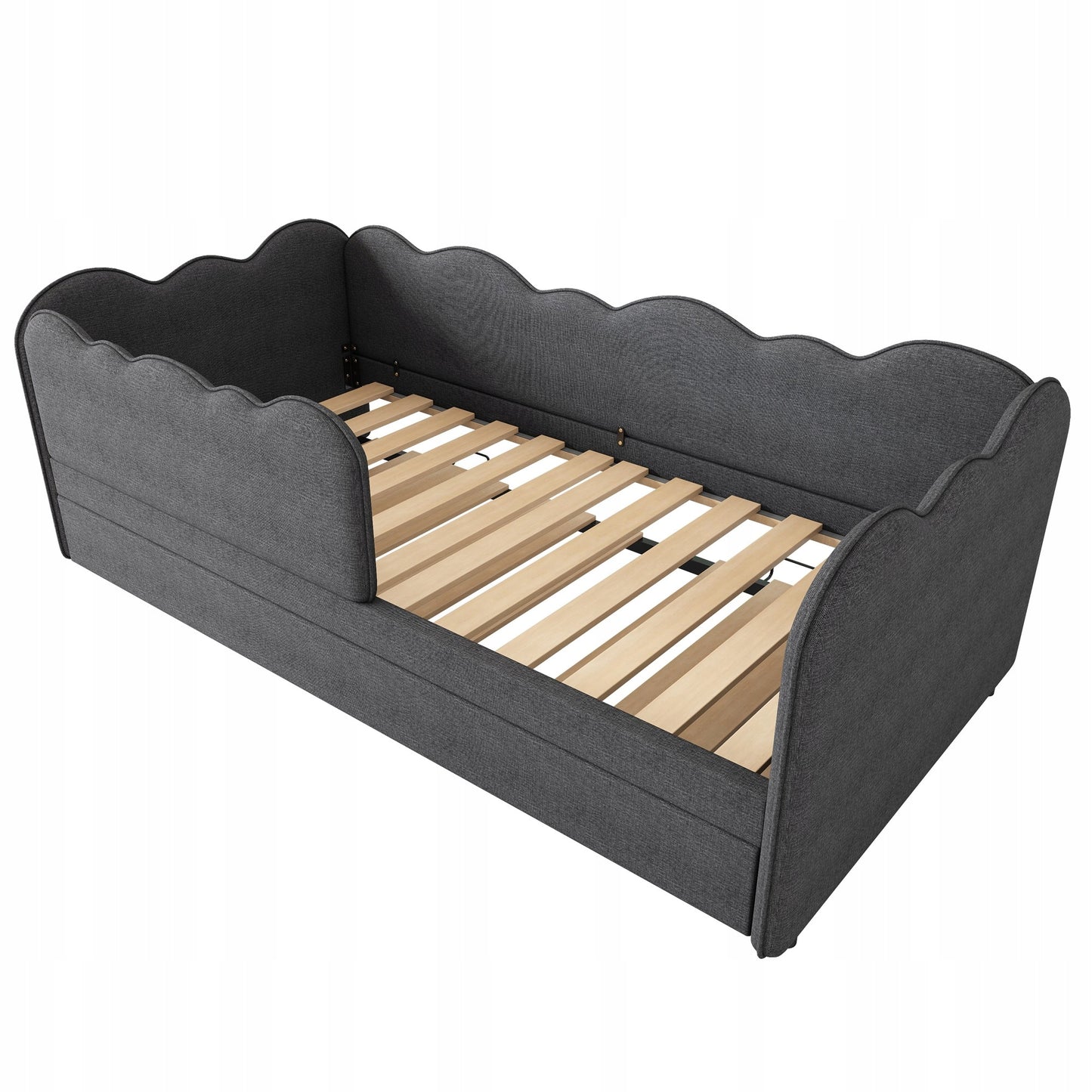 Vaikų ištraukiama sofa-lova 90x190 cm pilka – vaizdas 7