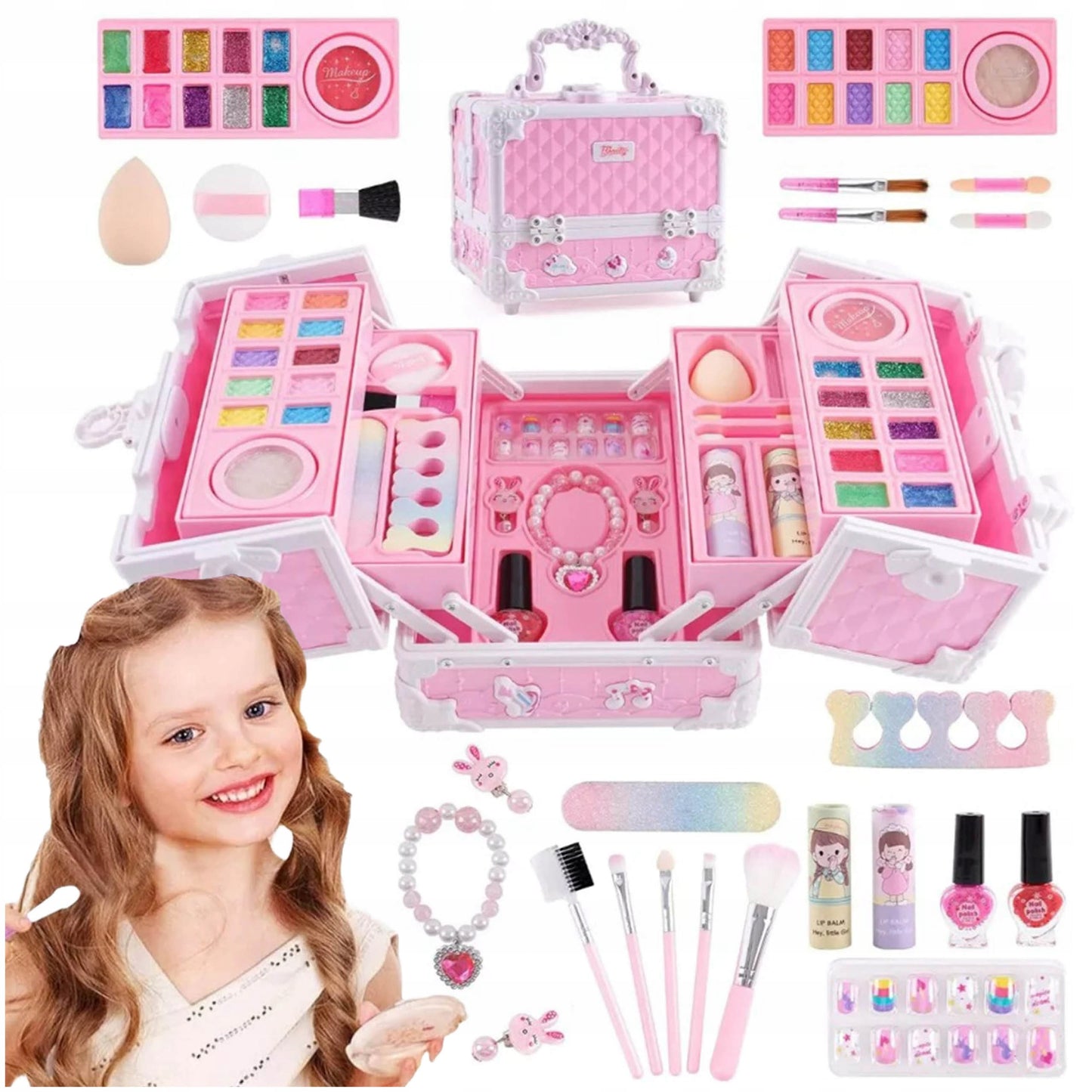 Kosmetikos dėžutė su makiažo priedais – vaizdas 2