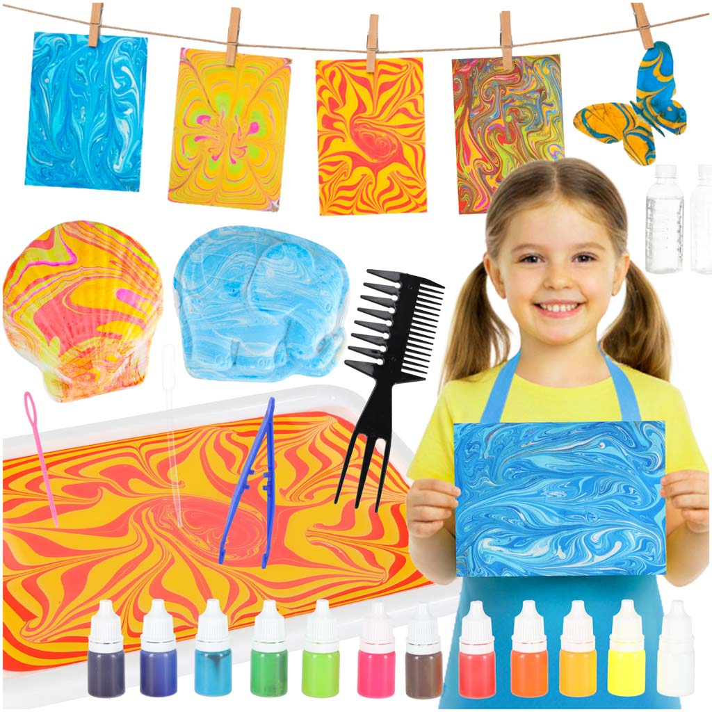 Ebru piešimo ant vandens kūrybinis rinkinys su 12 spalvų