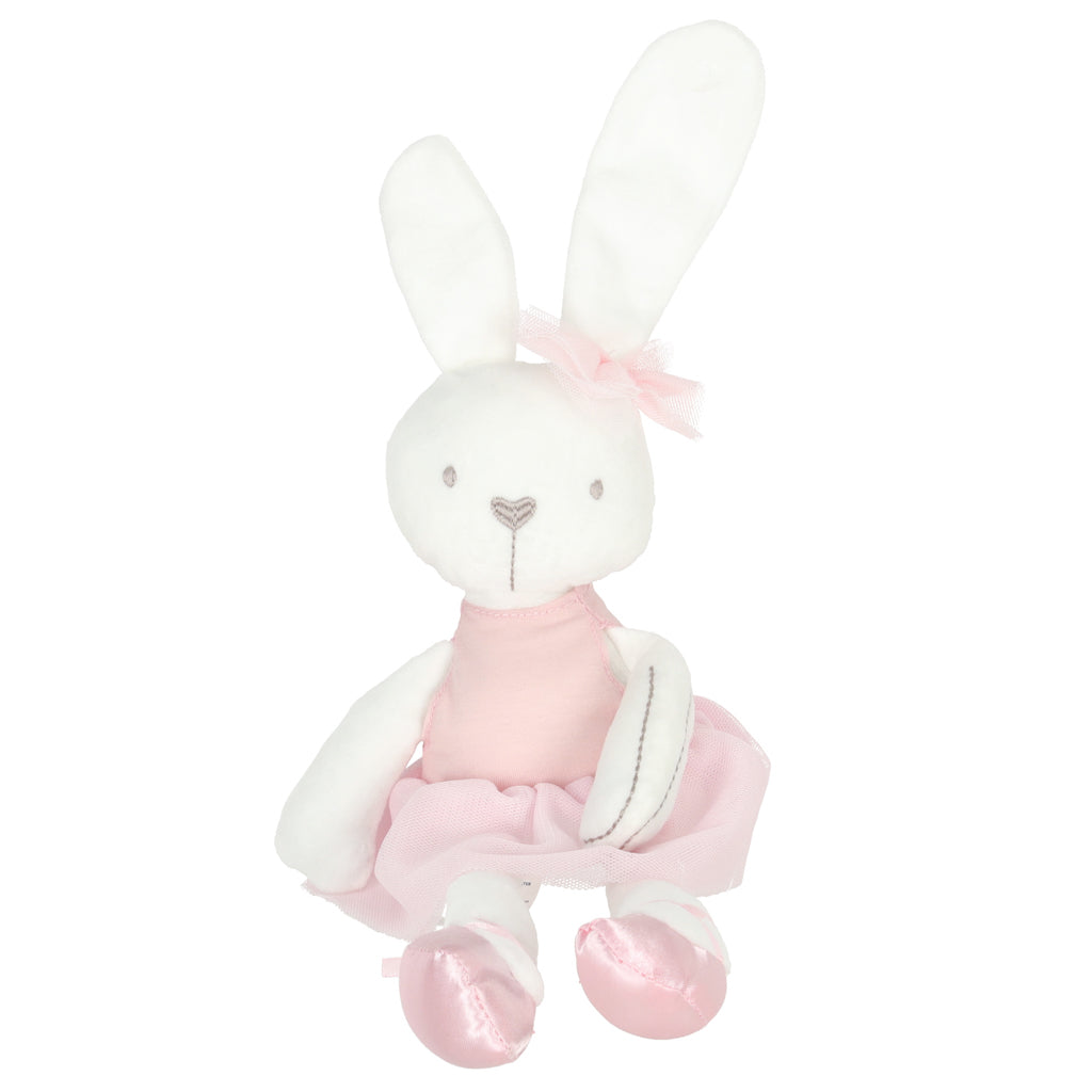 Pliušinis zuikis, minkštas žaislas rožine suknele, 42 cm