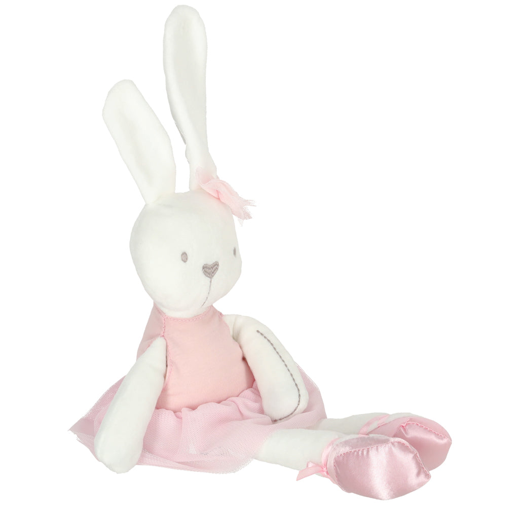 Pliušinis zuikis, minkštas žaislas rožine suknele, 42 cm
