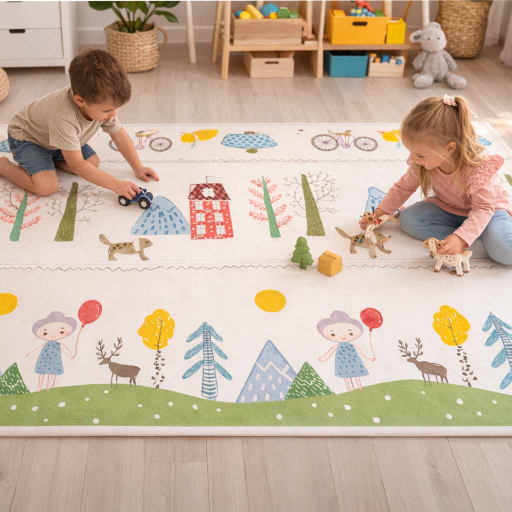 Dvipusis sulankstomas putplasčio kilimėlis 150x200cm meškiukai