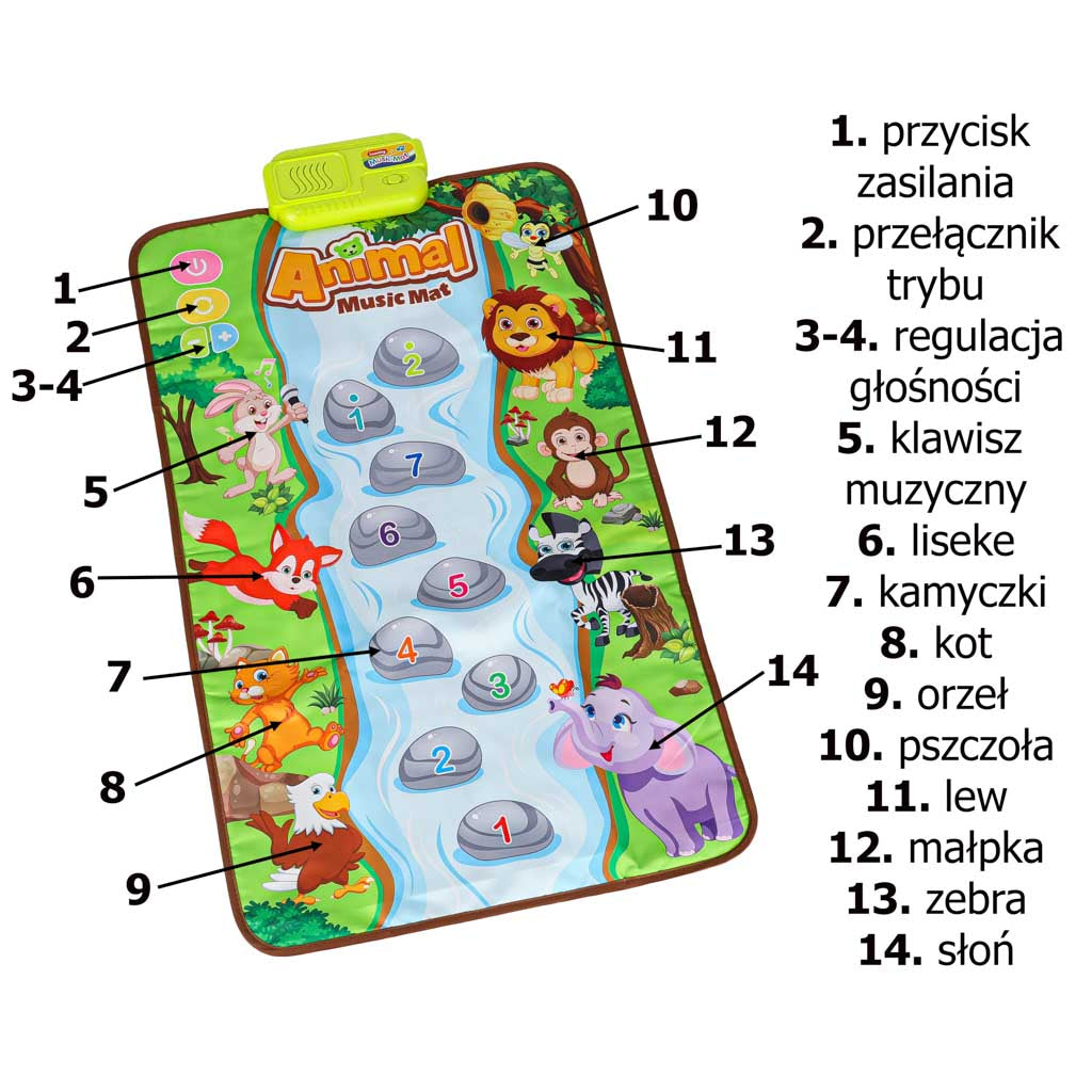 Interaktyvus muzikinis edukacinis kilimėlis vaikams su gyvūnų garsais