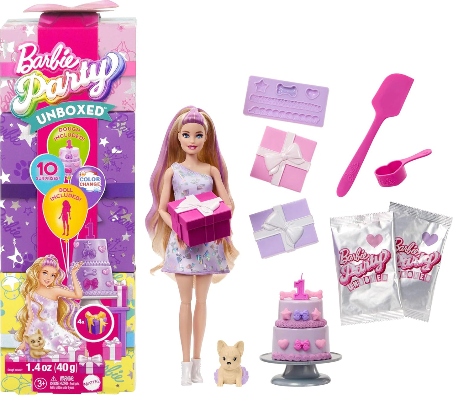 Barbie Party Unboxed gimtadienio lėlė + čihuahua šuniukas – pagrindinis vaizdas