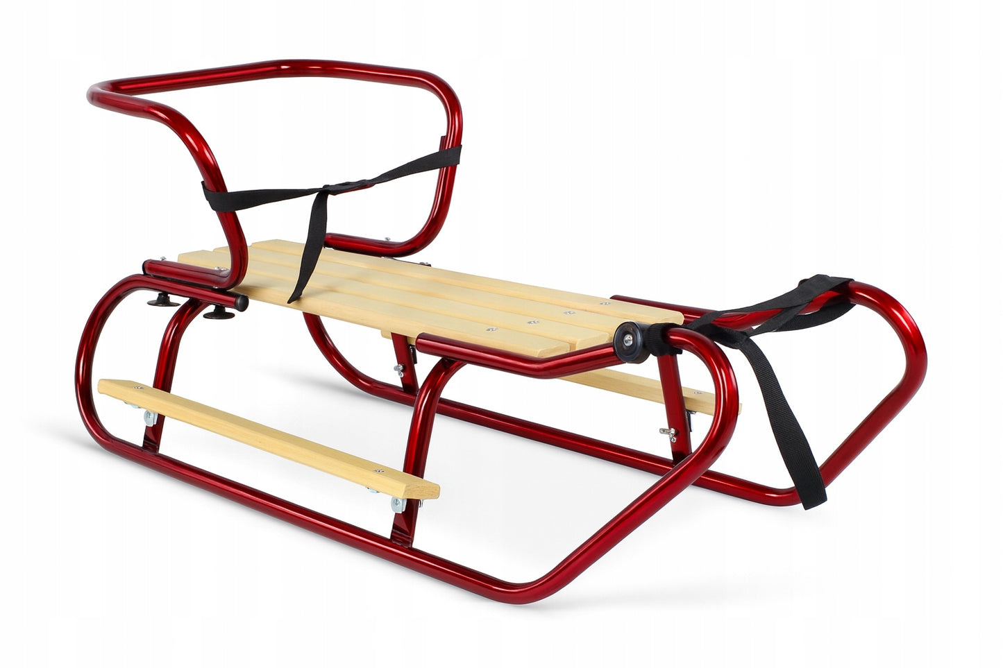 Metalinių Rogučių Komplektas su Nugara, Čiužiniu, Kojų Atramomis ir Diržu – Bordo Spalva – vaizdas 9