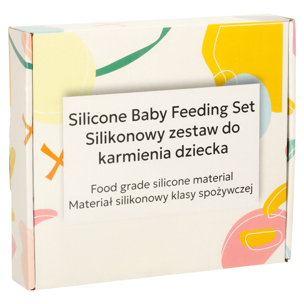 Silikoninis 4 dalių stalo indų rinkinys vaikams ir kūdikiams, oranžinis meškiukas