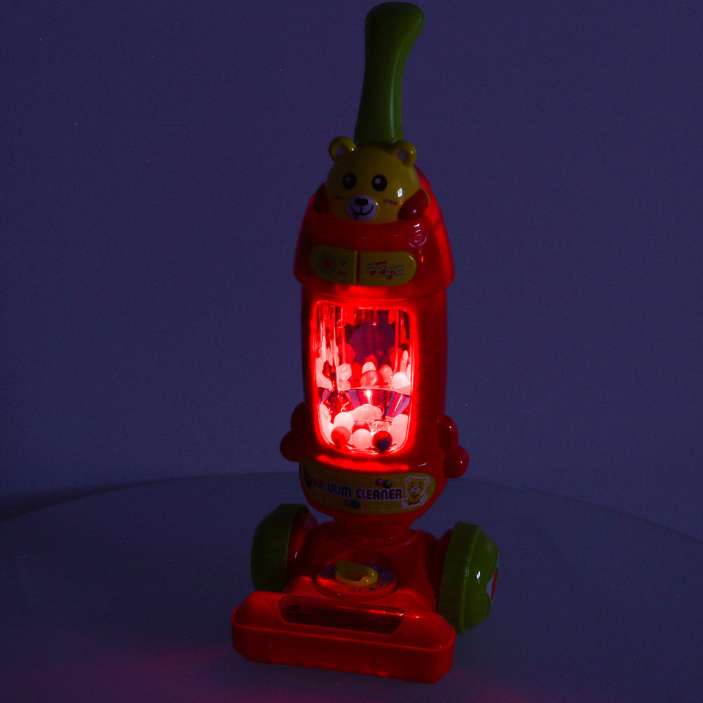 Interaktyvus, vertikalus belaidis dulkių siurblys vaikams su garsu, avietinės spalvos
