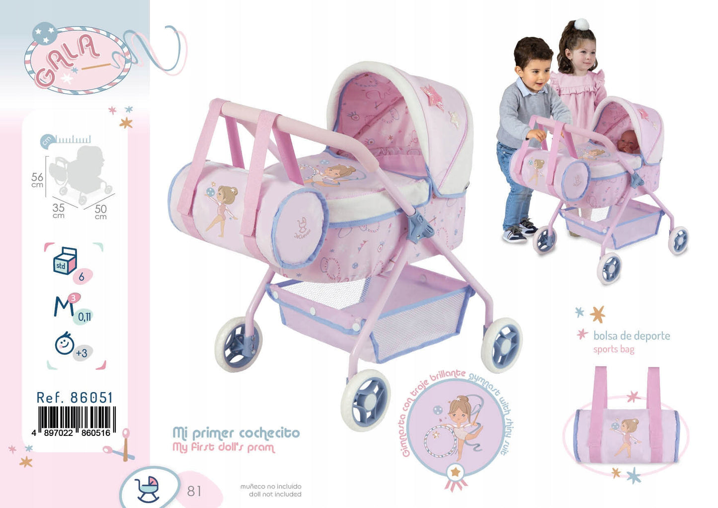 MELY 86051 lėlių vežimėlis, GALA serija – vaizdas 5