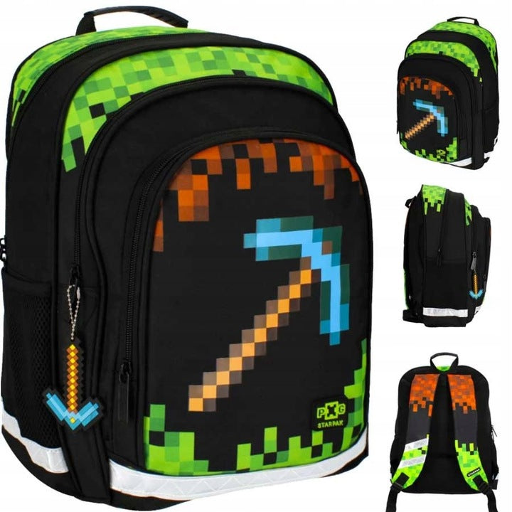 1-3 klasių mokyklinė kuprinė, minecraft