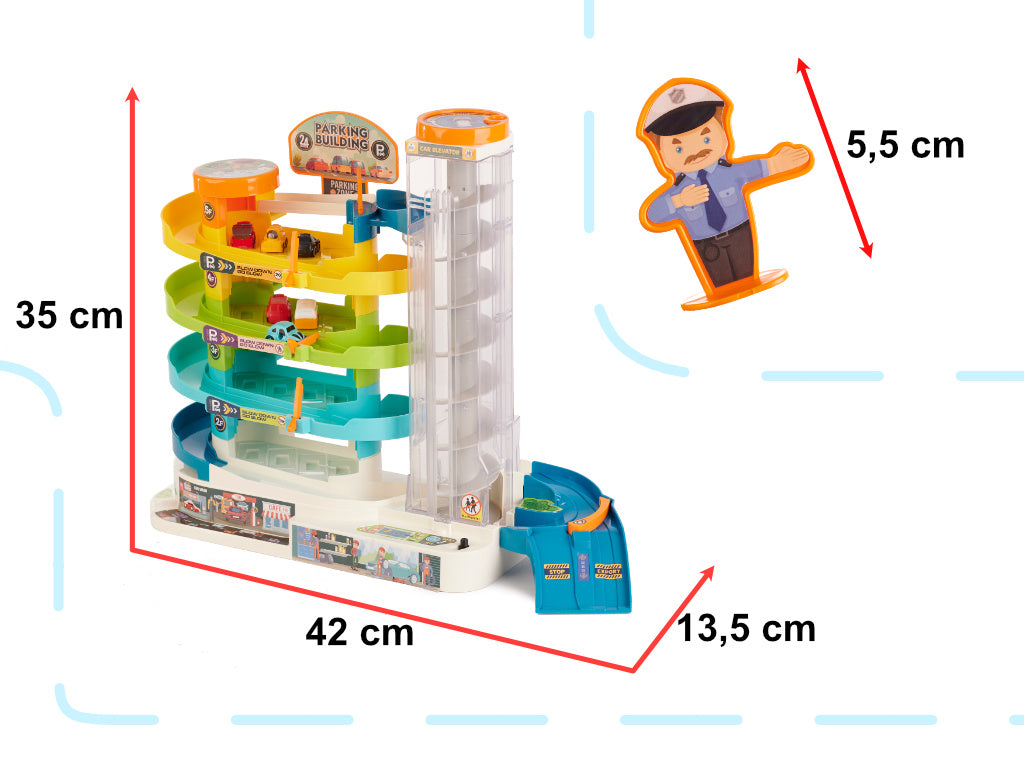 Žaislinis parkingas su elekt liftu ir 6 automobiliais – vaizdas 3