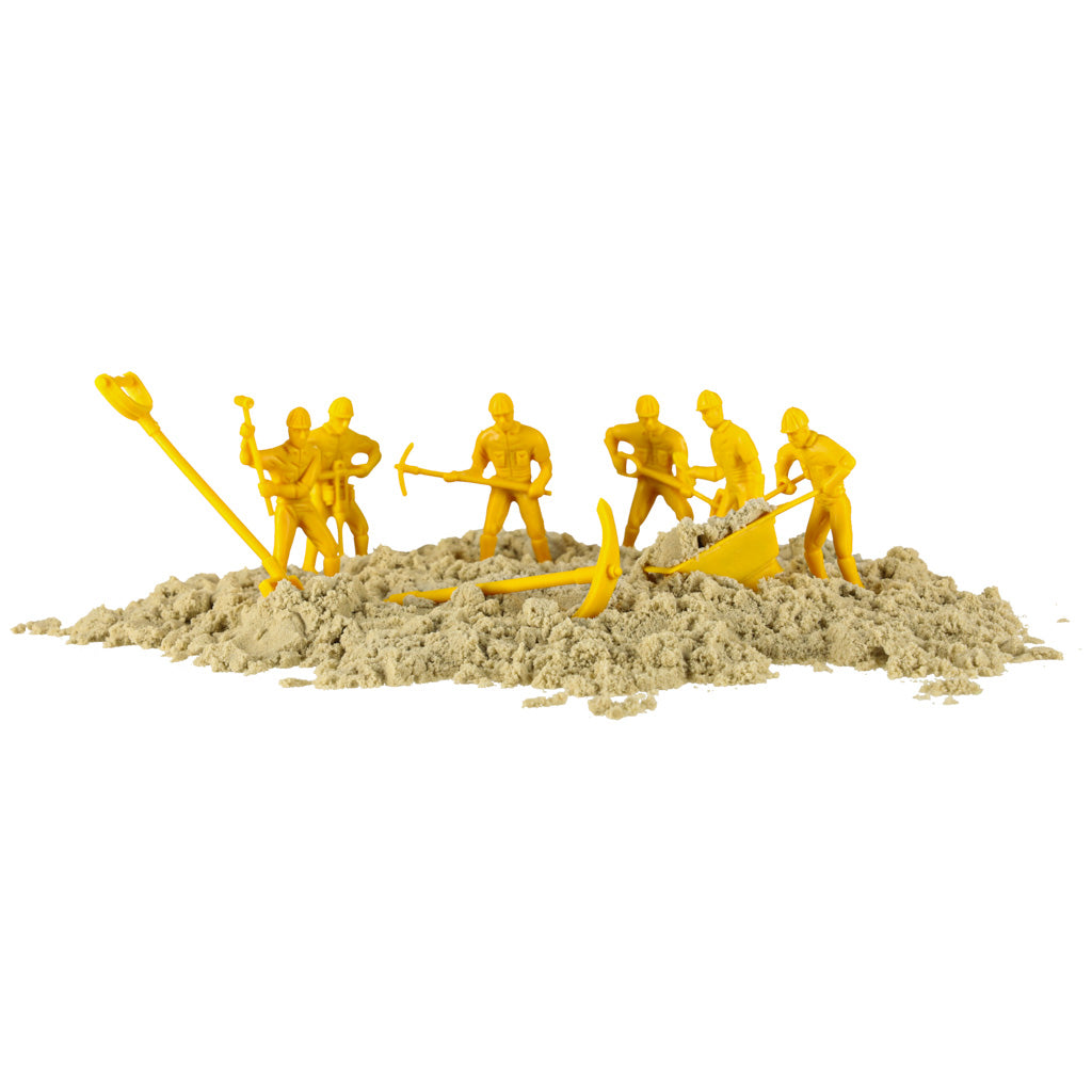 Kūrybinis smėlio rinkinys vaikams: 1100g kinetinio smėlio, pilies elementai, transporto priemonės, formelės ir figūrėlės