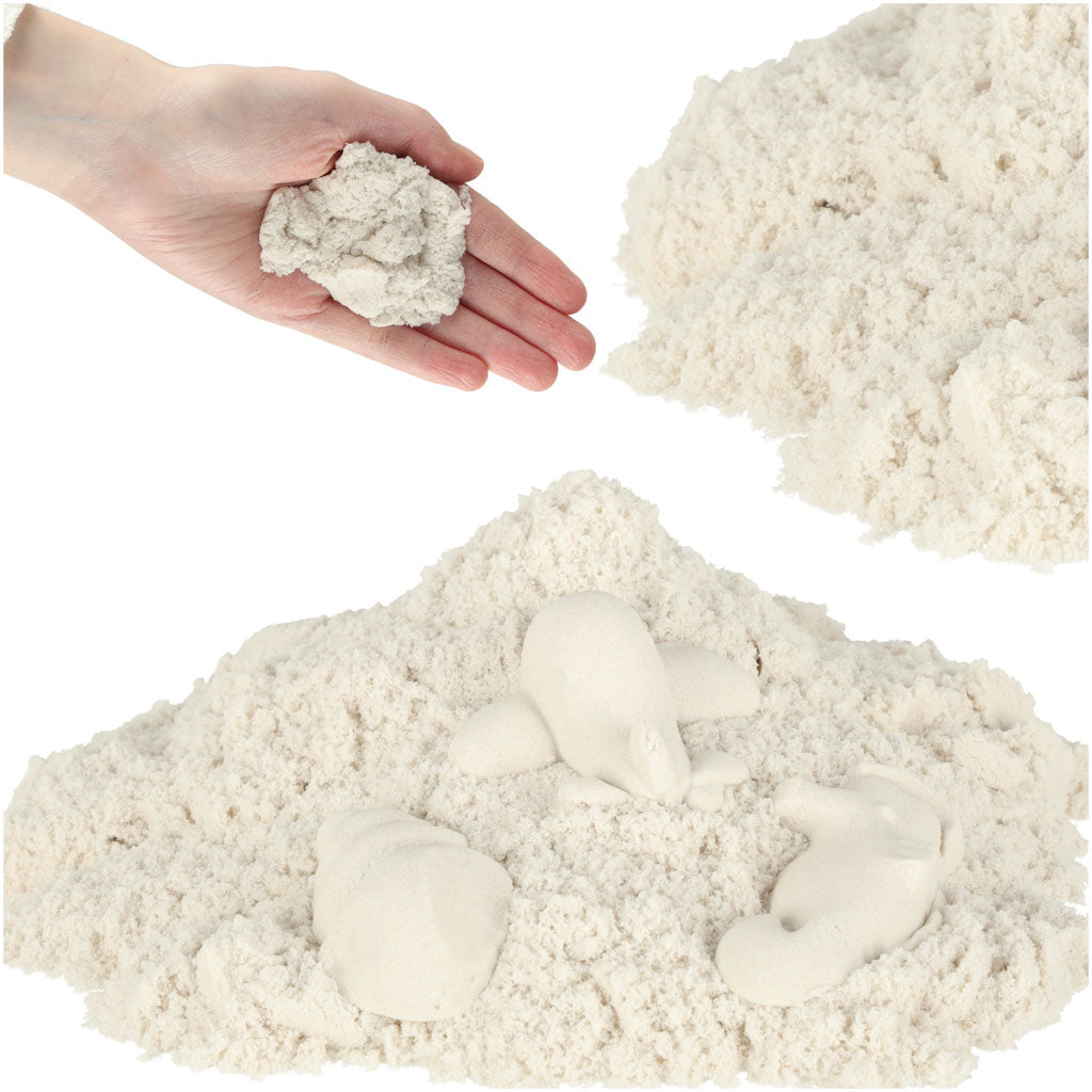 Kinetinis smėlis vaikams 1 kg maišelyje – baltas kūrybinis smėlis