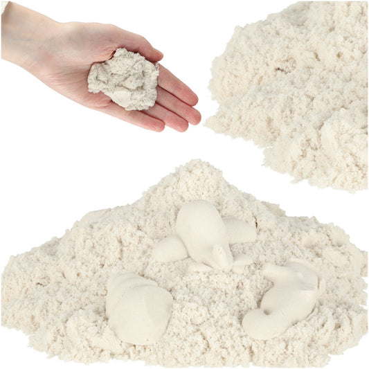 Kinetinis smėlis vaikams 1 kg maišelyje – baltas kūrybinis smėlis