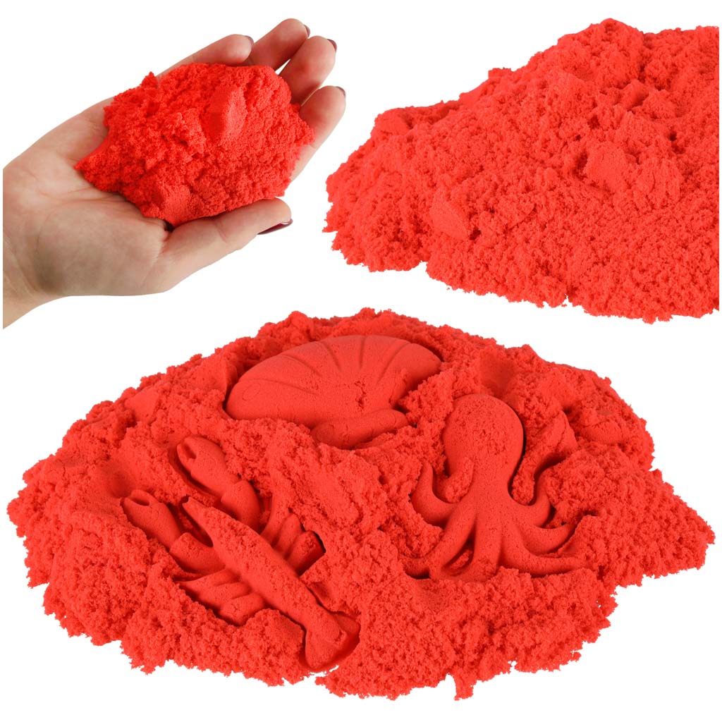 Kinetinis smėlis 1 kg maišelyje raudonas – pagrindinis vaizdas