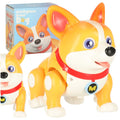 Interaktyvus Corgi šuniukas-robotas su šviečiančiomis ausimis ir muzika