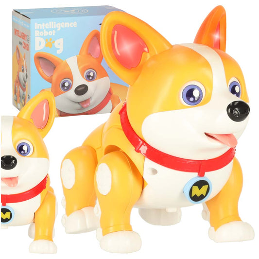 Interaktyvus Corgi šuniukas-robotas su šviečiančiomis ausimis ir muzika